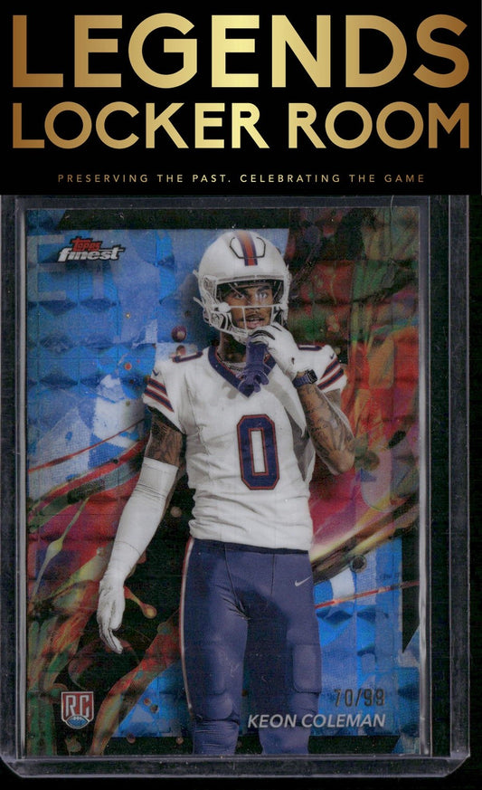 2024 Finest #92 Keon Coleman Blue Checkerboard Refractor #/99