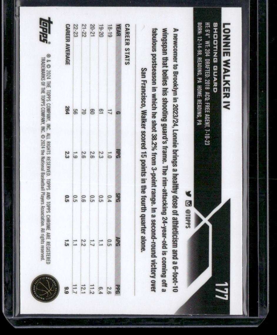2023-24 Topps Chrome #177 Lonnie Walker IV