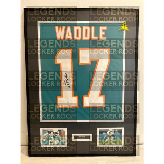 Framed Jaylen Waddle Autographed Jersey (With Certificate of Authenticity)