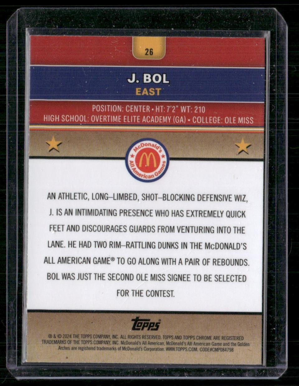 2024 Topps Chrome McDonald's All-American #26 John Bol
