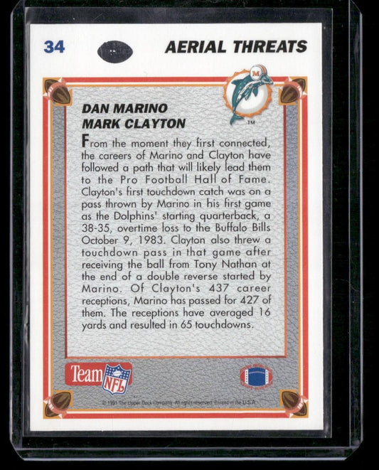 1991 Upper Deck #34 Dan Marino / Mark Clayton