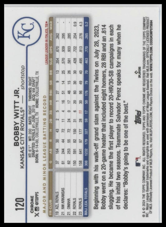 2024 Topps Chrome #120 Bobby Witt Jr.