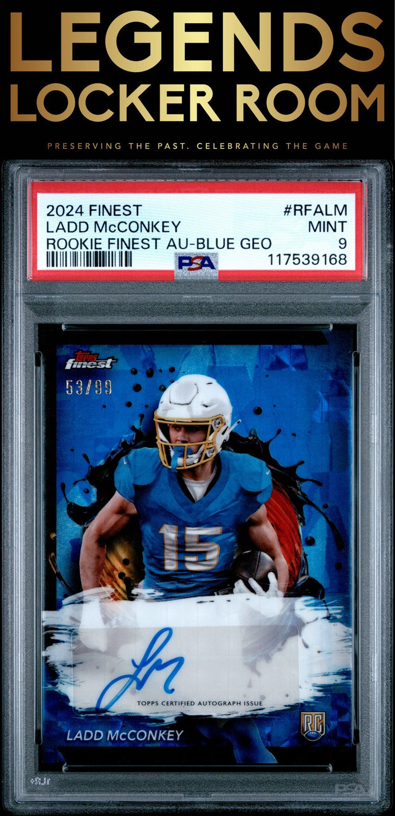 2024 Topps Finest Rookie Finest Autographs Ladd Mcconkey /99 PSA 9