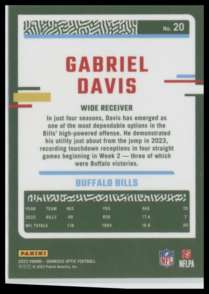 2023 Donruss Optic #20 Gabriel Davis