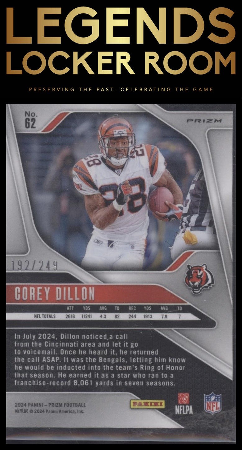 2024 Panini Prizm #62 Corey Dillon Orange #/249