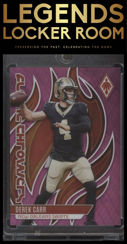 2023 Panini Phoenix #FLA-9 Derek Carr Flame Throwers Pink #/175