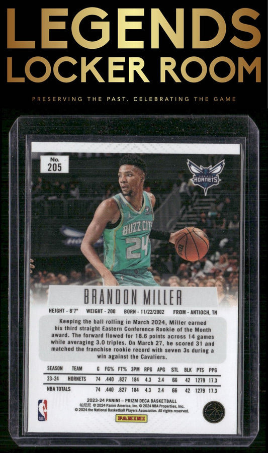 2023-24 Panini Prizm Deca #205 Brandon Miller