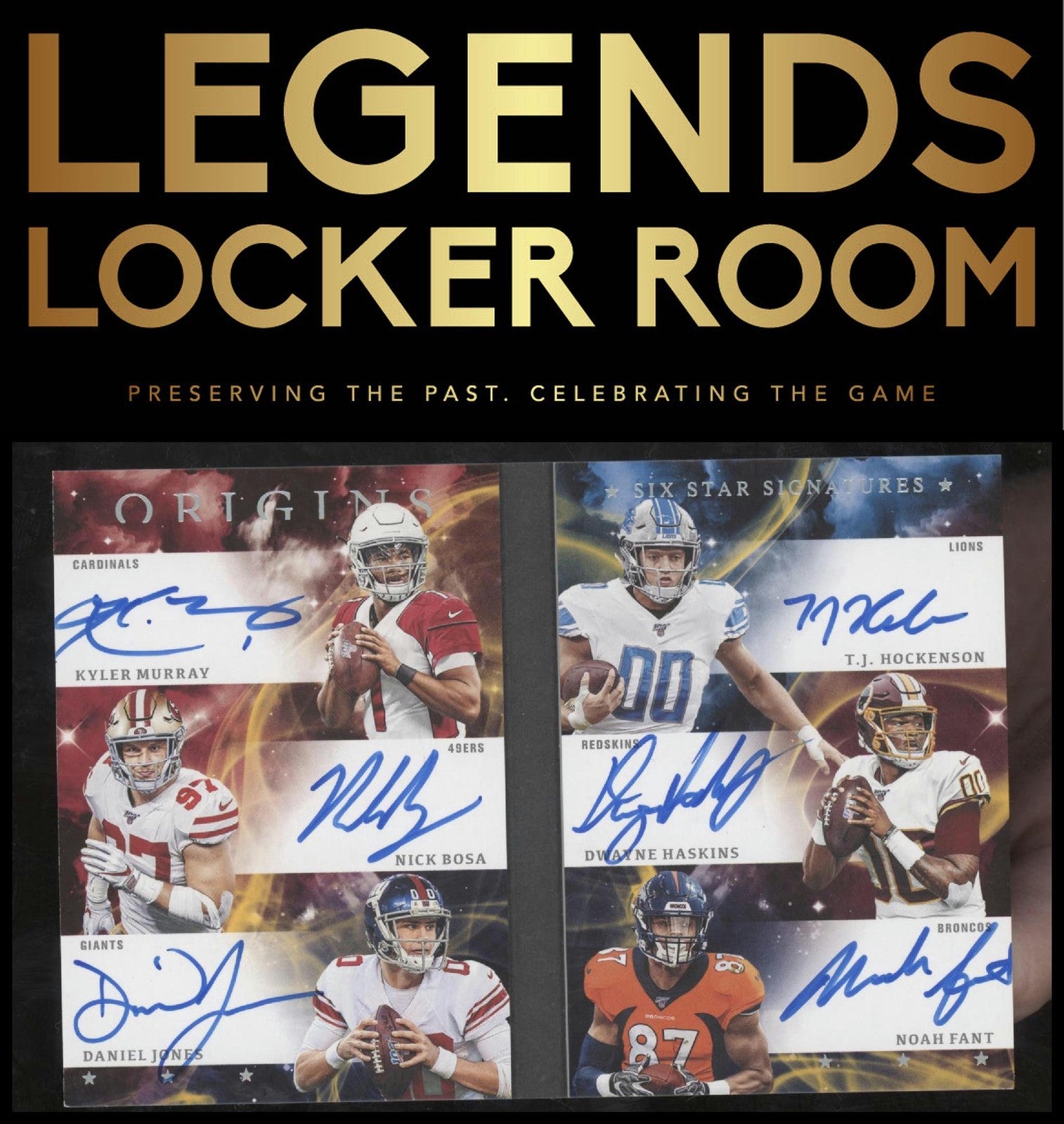 2019 Panini Origins Jones/Haskins/Murray/Bosa/Fant/Hockenson Auto Book Gold /5