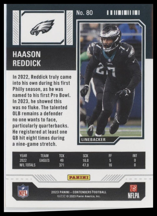 2023 Panini Contenders #80 Haason Reddick Season Ticket Retail