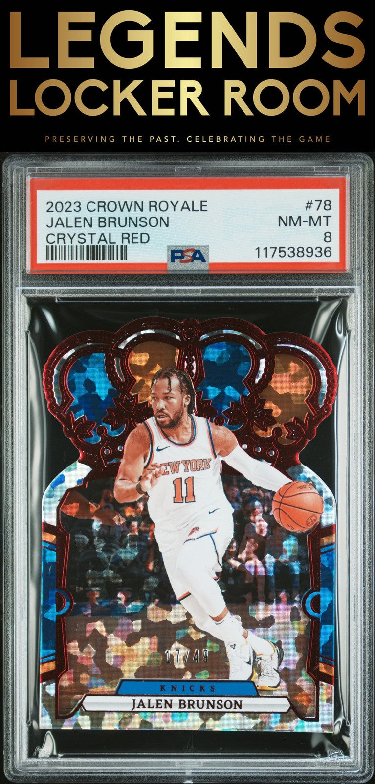 2023 Panini Crown Royale #78 Jalen Brunson Crystal Red PSA 8