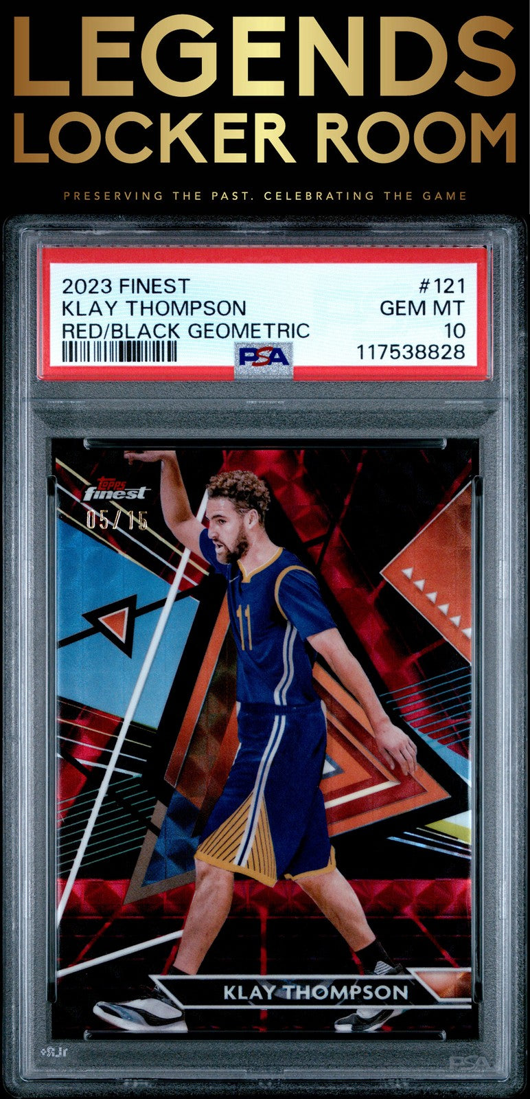 2023 Topps Finest #121 Klay Thompson Red/Black Geometric PSA 10