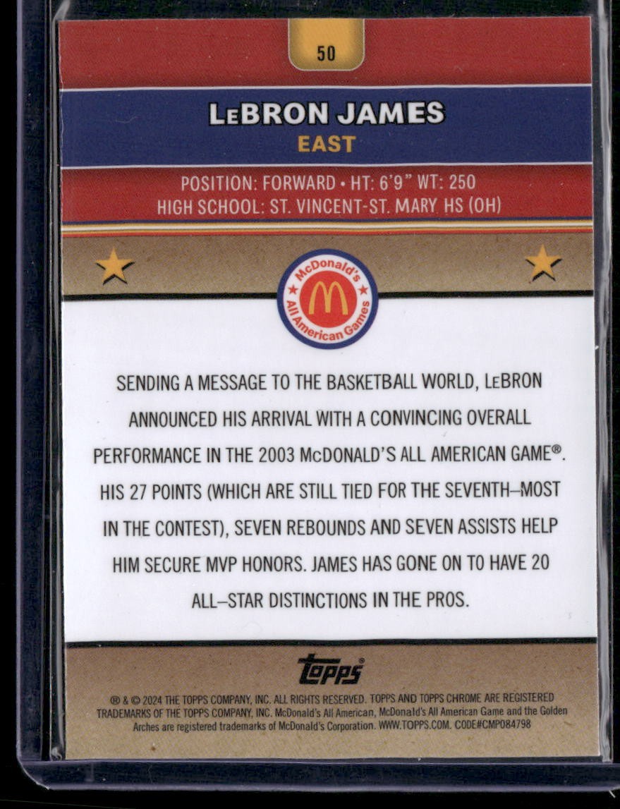 2024 Topps Chrome McDonald's All-American #50 LeBron James