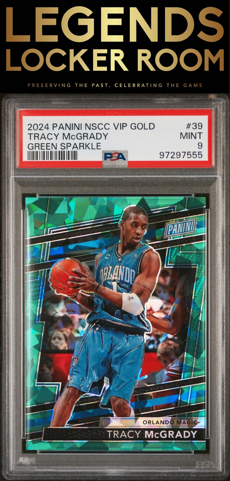 2024 Panini National Convention Vip Gold #39 Tracy Mcgrady Green Sparkle PSA 9