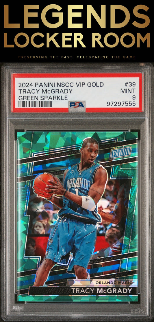 2024 Panini National Convention Vip Gold #39 Tracy Mcgrady Green Sparkle PSA 9