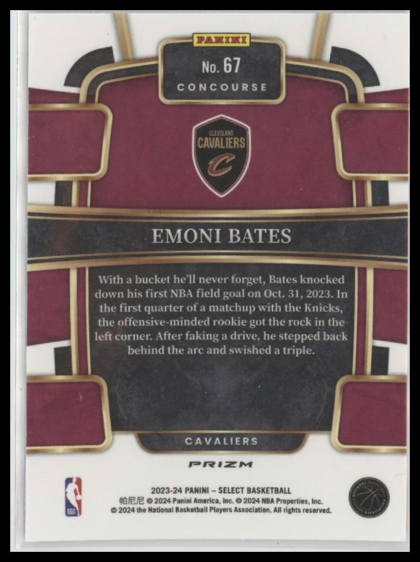 2023-24 Panini Select #67 Emoni Bates Green White Purple Prizms