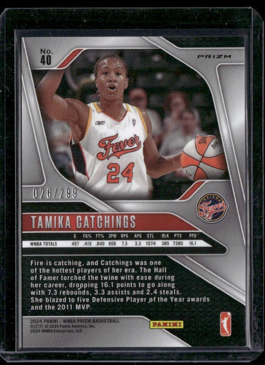 2024 Panini Prizm WNBA #40 Tamika Catchings Red Prizms #/299