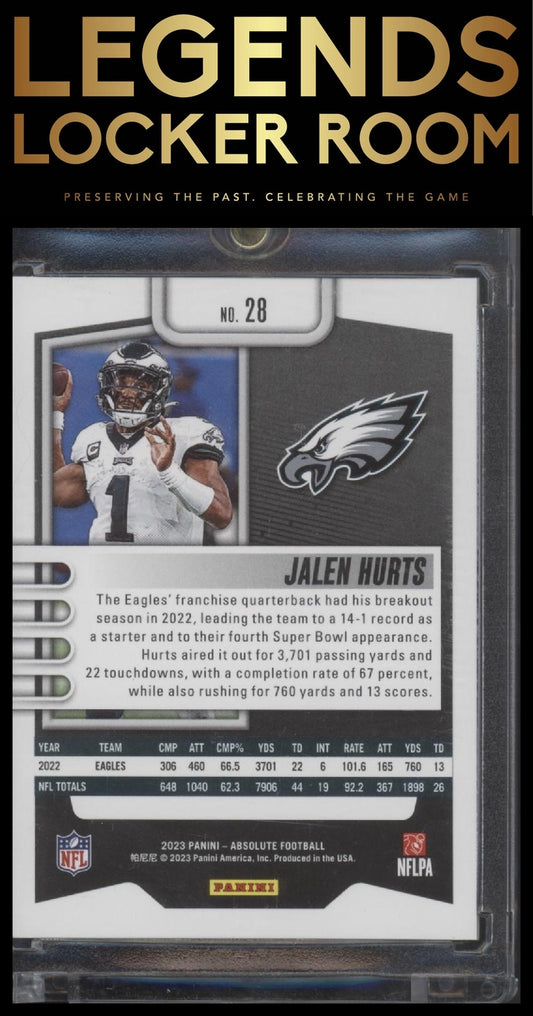 2023 Panini Absolute #28 Jalen Hurts Spectrum Blue #/50