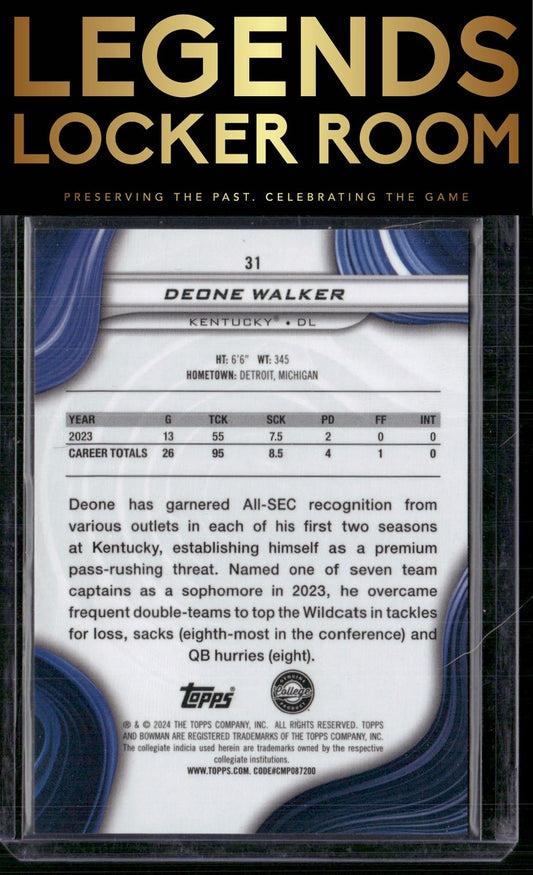 2024 Bowman University Best #31 Deone Walker Orange Geometric Refractor #/25