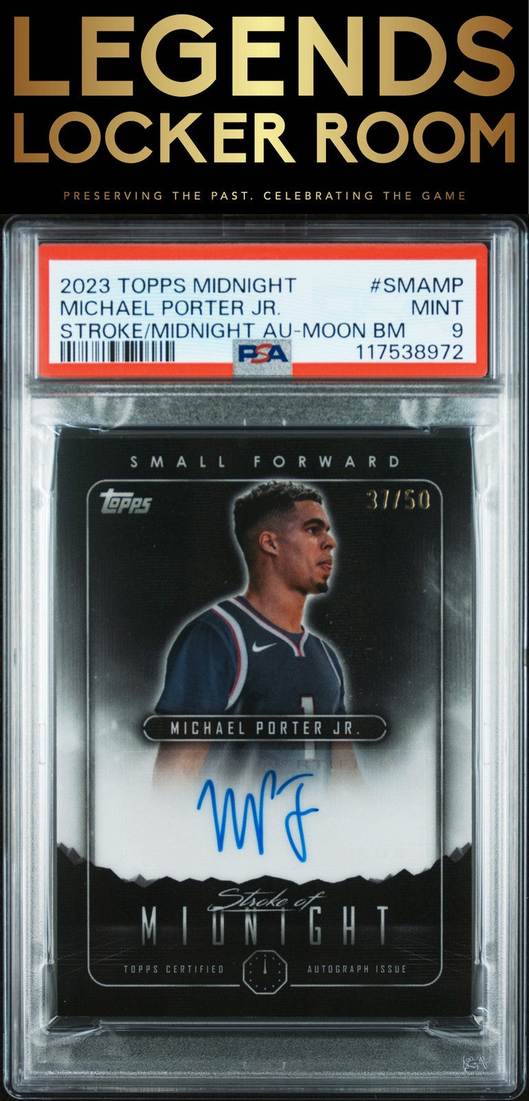 2023 Topps Midnight Stroke Of Midnight Auto Michael Porter Jr. Moon Bm PSA 9