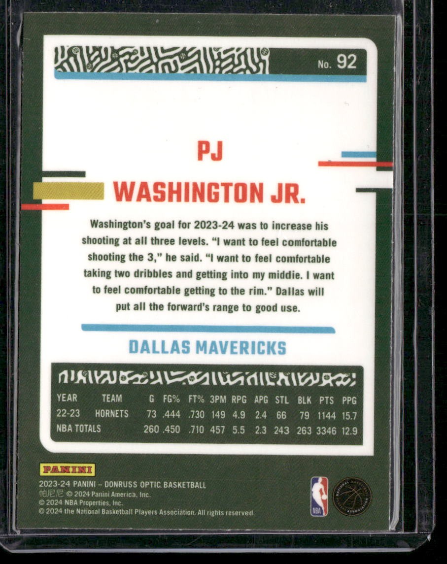 2023-24 Donruss Optic #92 P.J. Washington Jr.