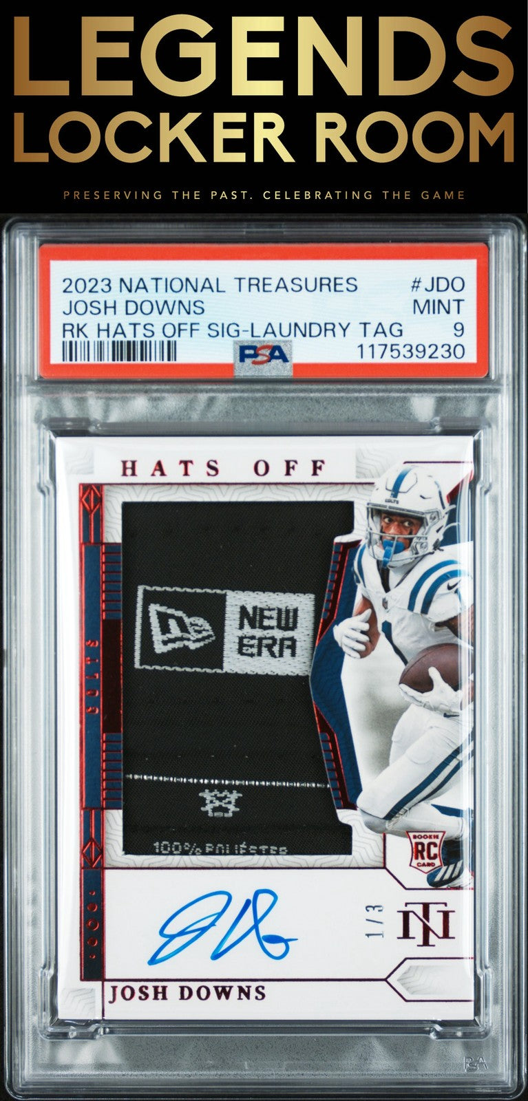 2023 Panini National Treasures Rookie Hats Off Signatures Josh Downs 1/3 PSA 9