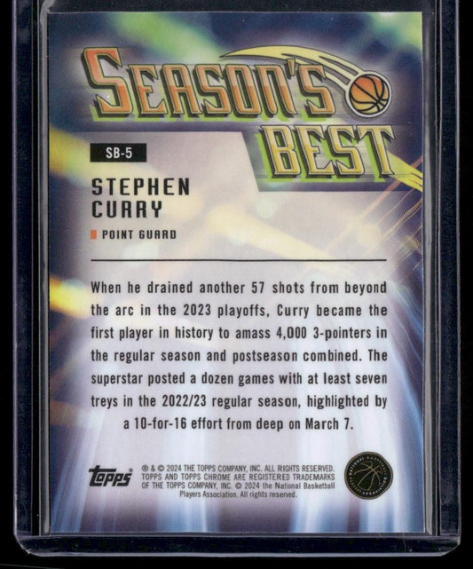 2023-24 Topps Chrome #SB-5 Stephen Curry Seasons Best