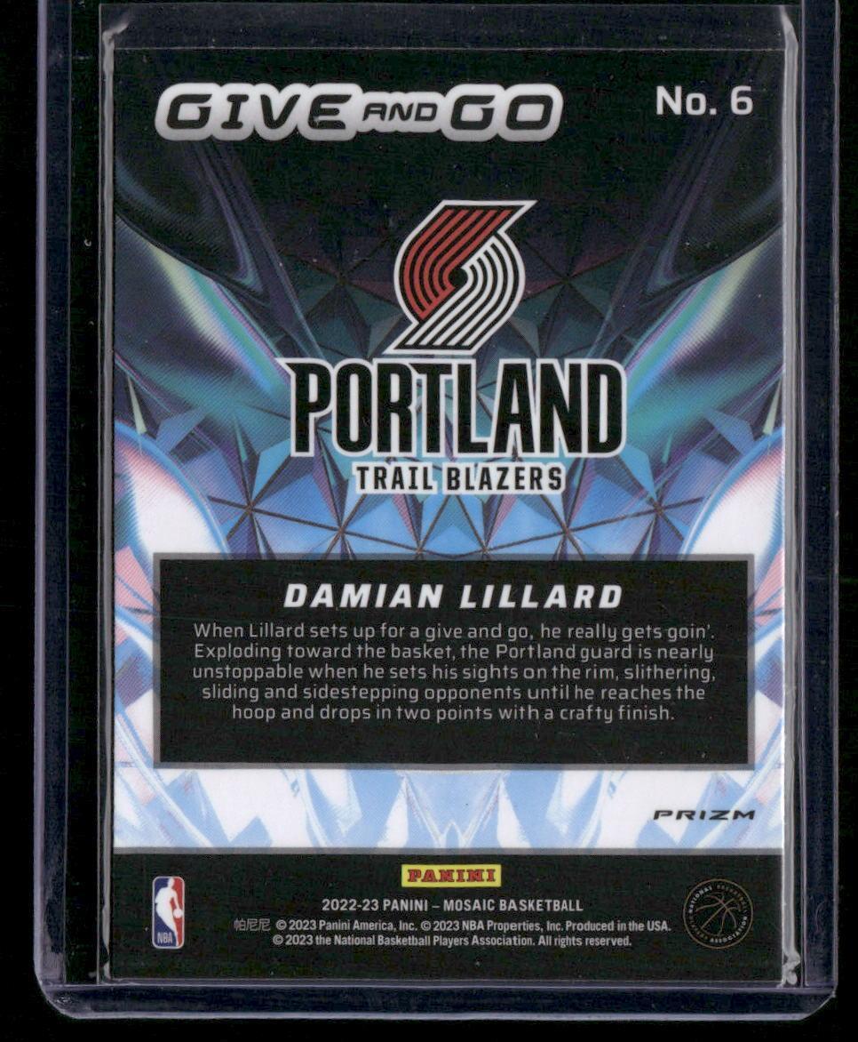 2022-23 Panini Mosaic #6 Damian Lillard Give and Go Mosaic