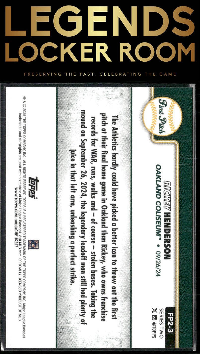 2025 Topps #FP2-3 Rickey Henderson First Pitch (Series Two)