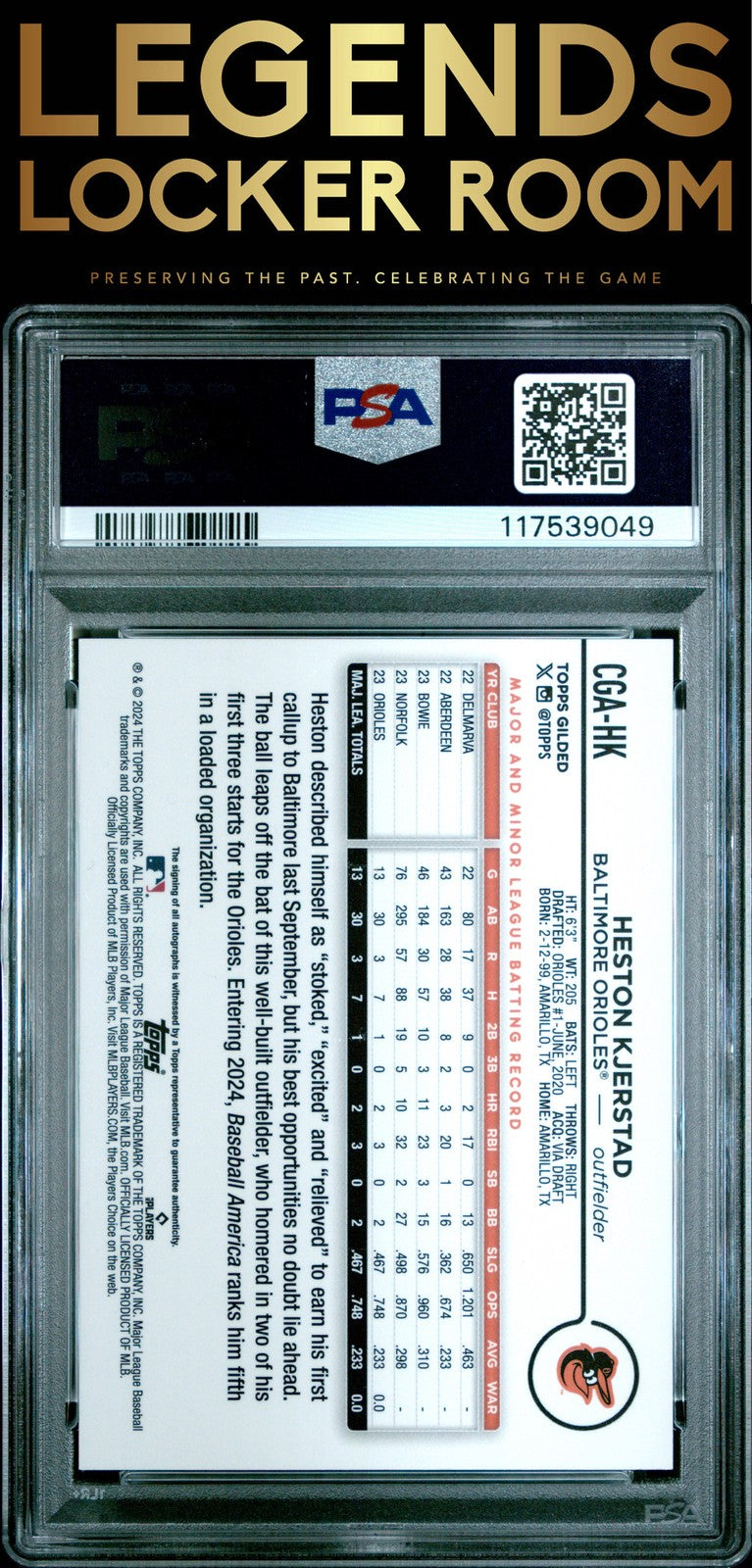 2024 Topps Gilded Collection Topps Chrome Gold Autographs Heston Kjerstad PSA 10