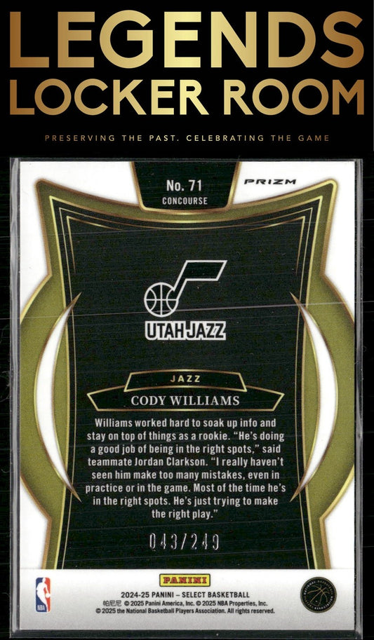 2024-25 Panini Select #71 Cody Williams Blue Scope Prizm #/249