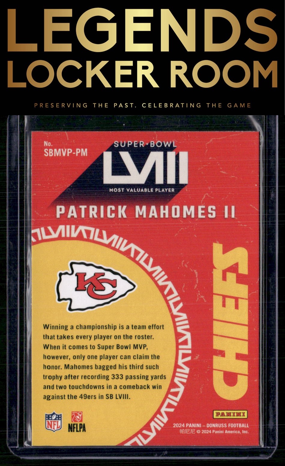 2024 Donruss #SBMVP-PM Patrick Mahomes II Super Bowl MVP