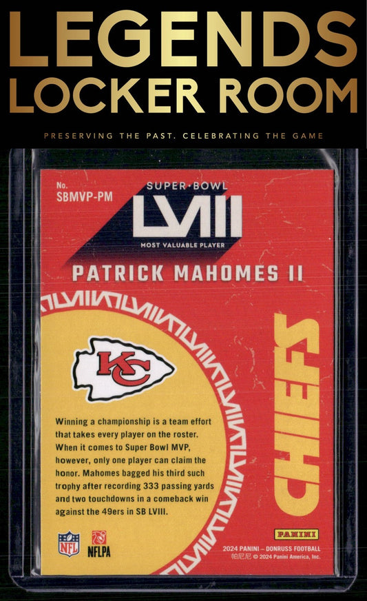 2024 Donruss #SBMVP-PM Patrick Mahomes II Super Bowl MVP