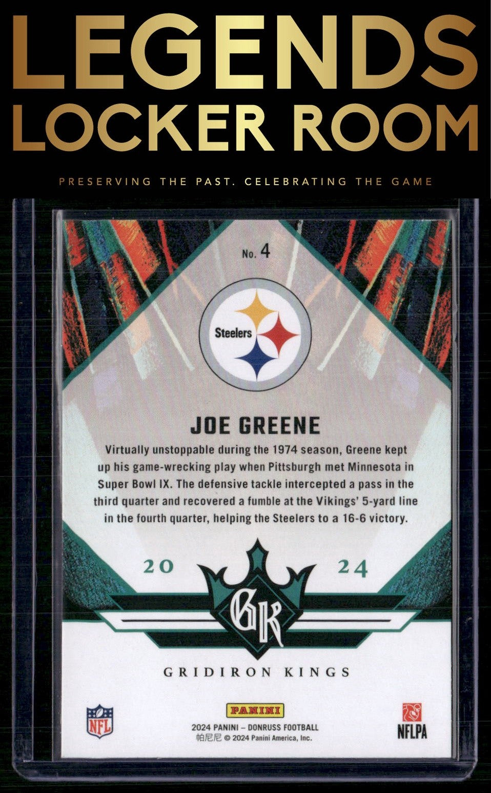 2024 Donruss #4 Joe Greene All-Time Gridiron Kings