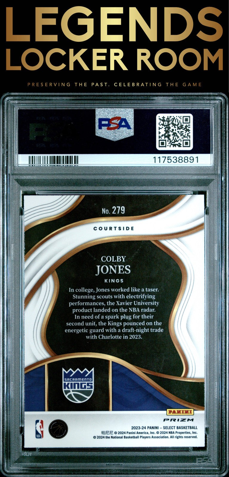 2023 Panini Select #279 Colby Jones Tiger Prizm PSA 8