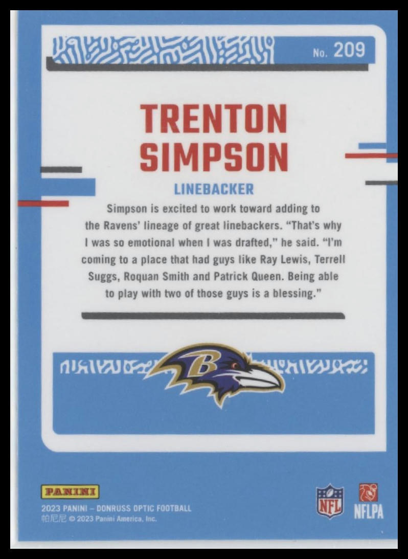 2023 Donruss Optic #209 Trenton Simpson