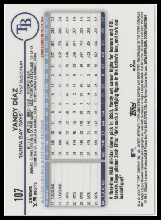 2024 Topps Chrome #107 Yandy Díaz