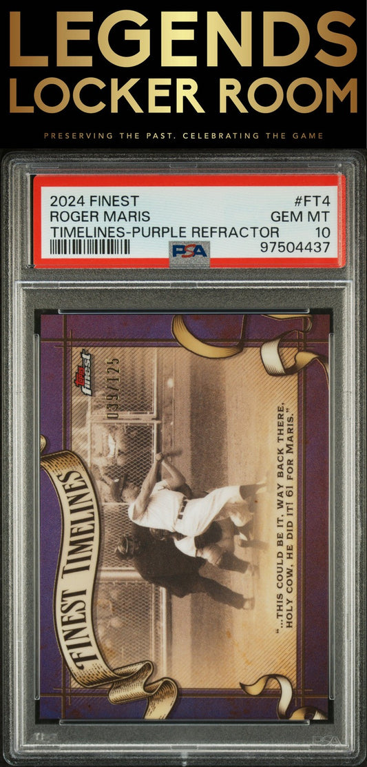 2024 Topps Finest Finest Timelines Roger Maris Purple Refractor PSA 10