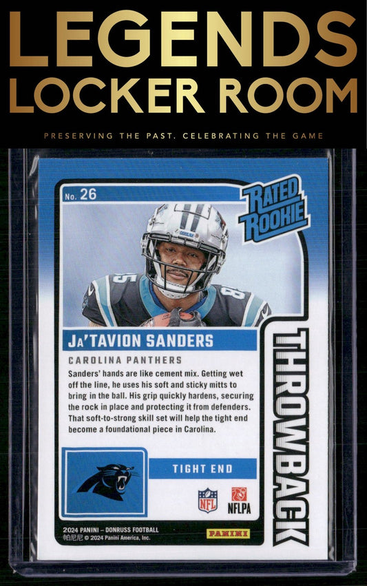 2024 Donruss #26 Ja'Tavion Sanders Rated Rookies Throwback