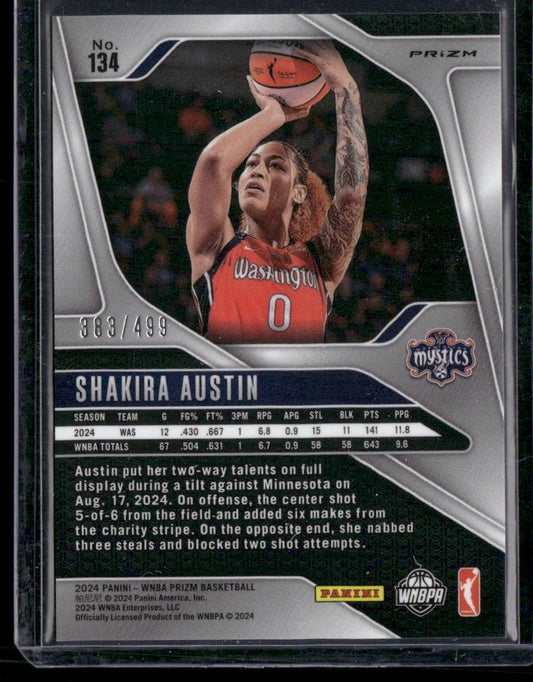 2024 Panini Prizm WNBA #134 Shakira Austin Pulsar Prizms #/499