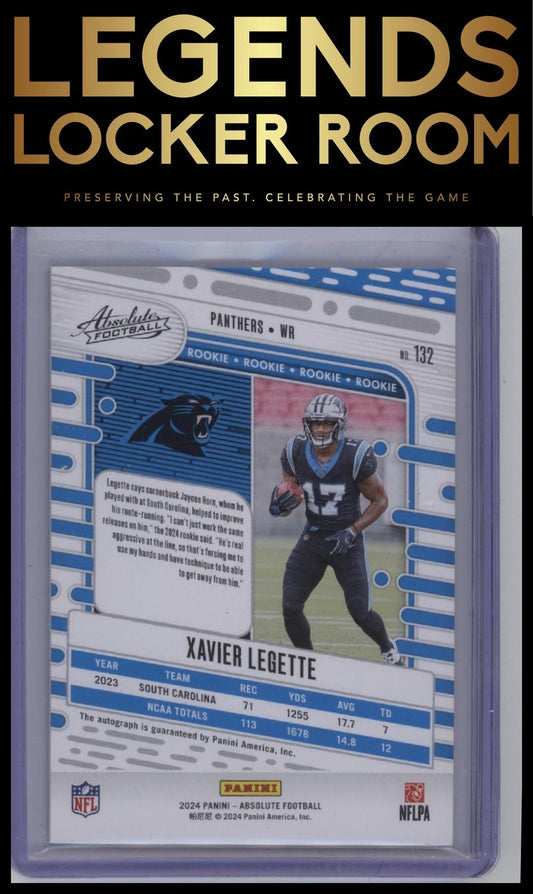2024 Panini Absolute #132 Xavier Legette Signature Rookies Spectrum Orange #/75