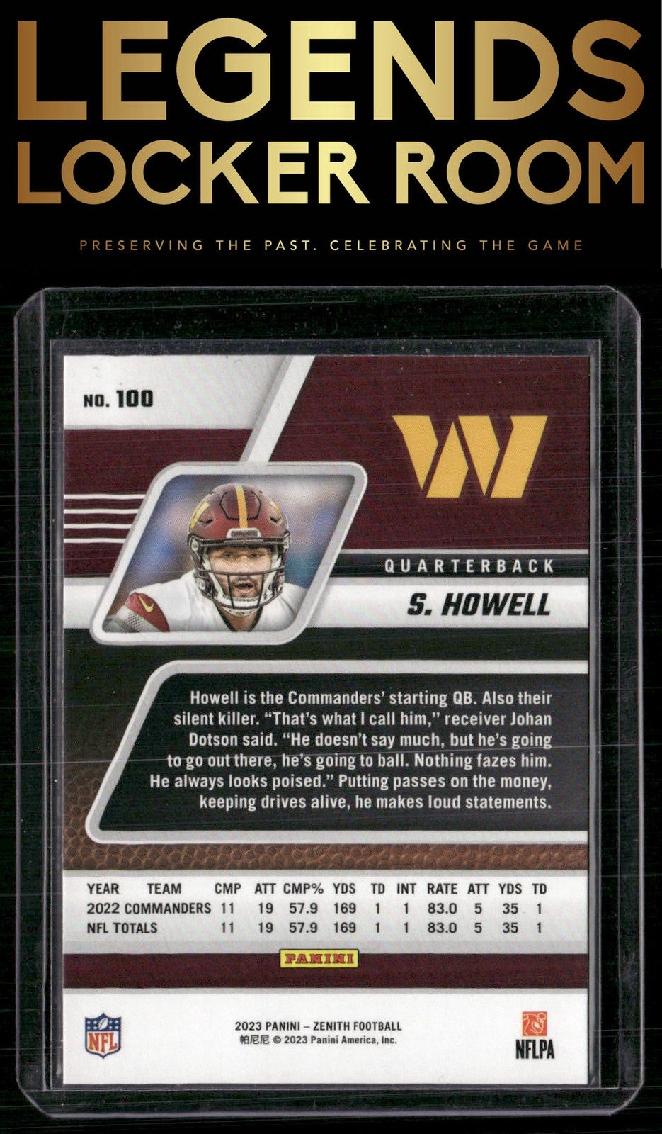 2023 Panini Zenith #100 Sam Howell Retail