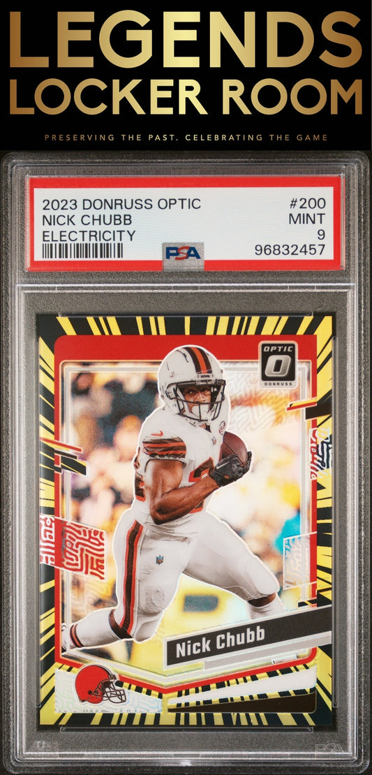 2023 Panini Donruss Optic #200 Nick Chubb Electricity PSA 9