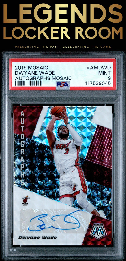 2019 Panini Mosaic Autographs Mosaic #AMDWD Dwyane Wade Autographs Mosaic PSA 9