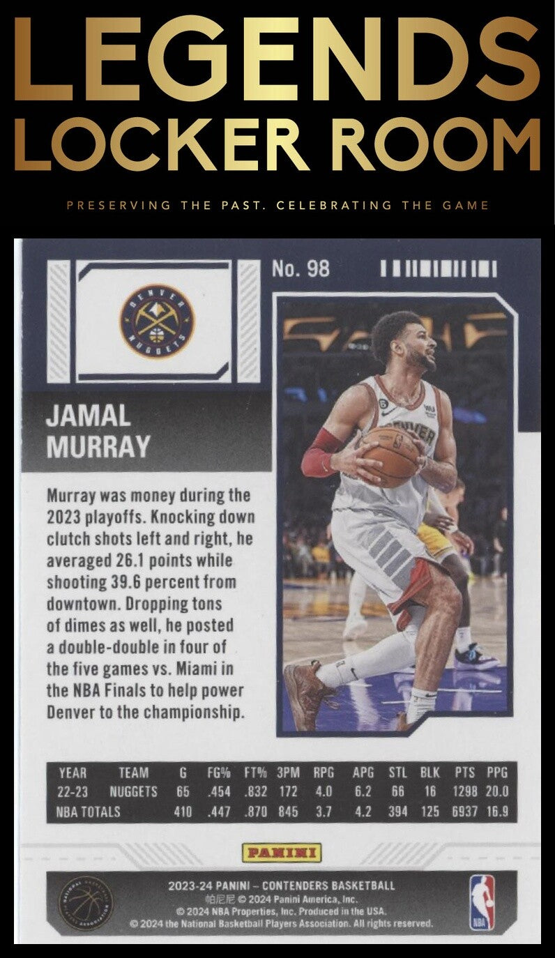 2023-24 Panini Contenders #98 Jamal Murray Season Ticket Retail