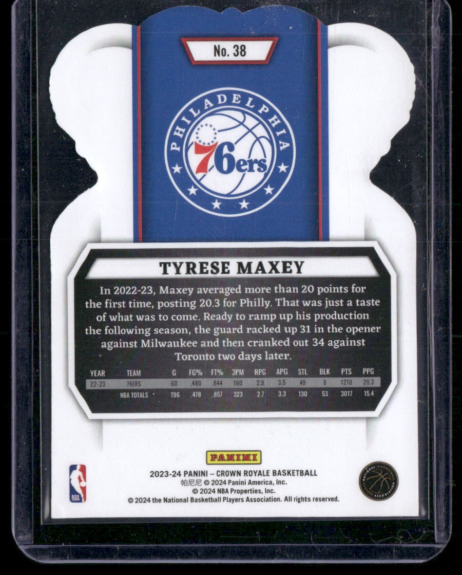2023-24 Panini Crown Royale #38 Tyrese Maxey