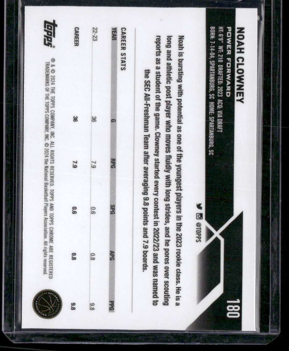 2023-24 Topps Chrome Sapphire #180 Noah Clowney