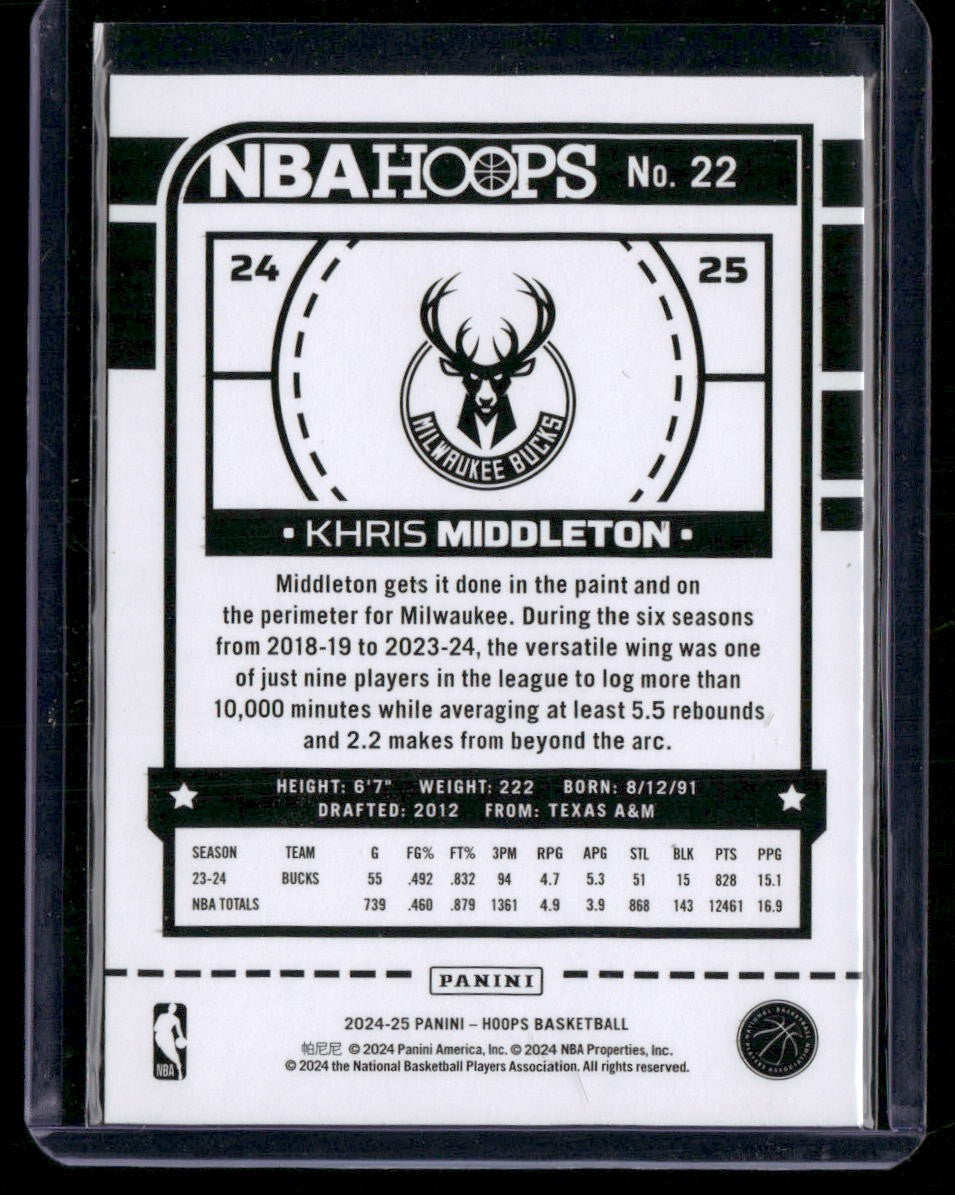 2024-25 Hoops #22 Khris Middleton