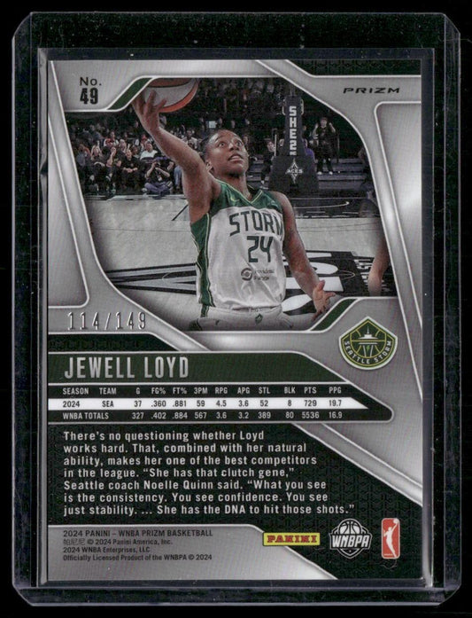 2024 Panini Prizm WNBA #49 Jewell Loyd Purple Prizms #/149