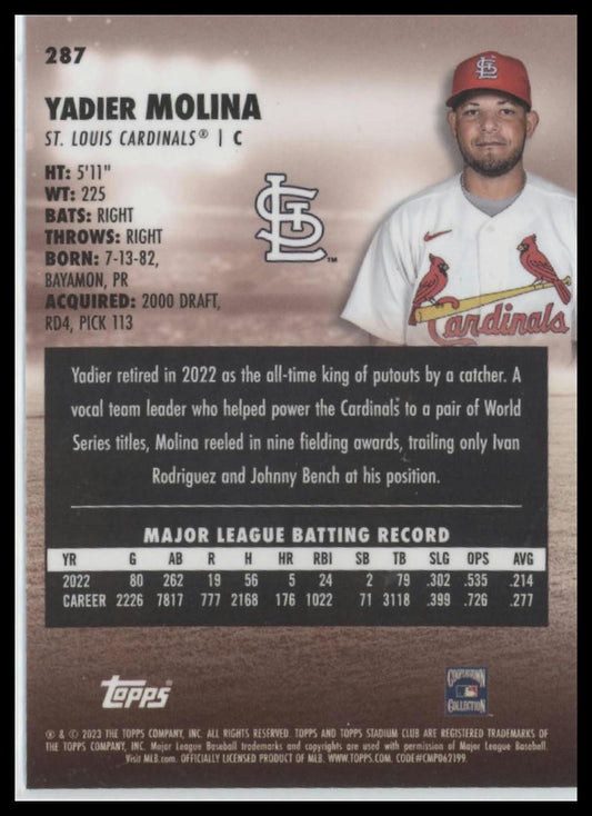 2023 Stadium Club #287 Yadier Molina
