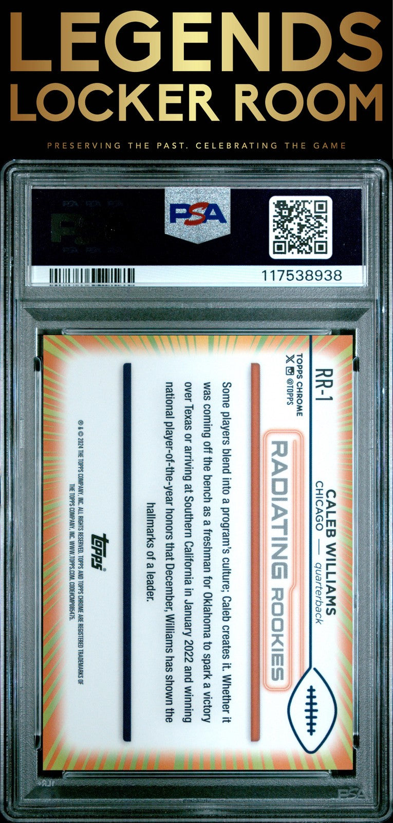 2024 Topps Chrome Radiating Rookies #RR1 Caleb Williams PSA 9